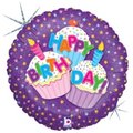 Loftus International Loftus International B8-6587 18 in. Happy Birthday Cupcake Holographic Balloon B8-6587